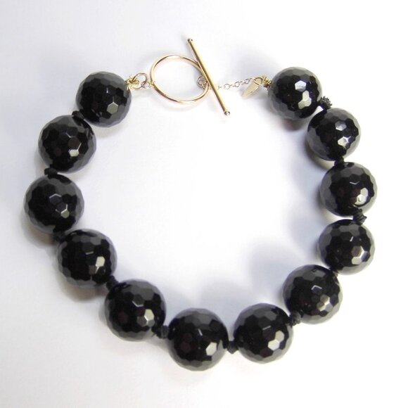 13.87 CTW Black ONYX 10KY GOLD Briolette Bracelet - Picture 3 of 7